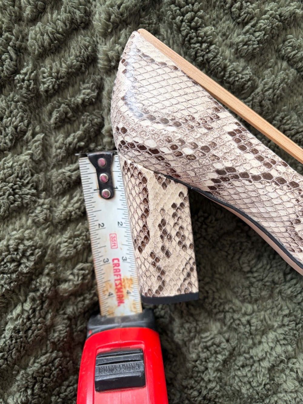 Franco Sarto Beige Snake-Print Block Heel Pumps - Picture 5 of 5